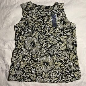 NWT Worthington Yellow Tropics Sleeveless Blouse - LARGE